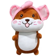 Thú nhồi bông chuột hamster đội nón voi nâu hồng 60cm