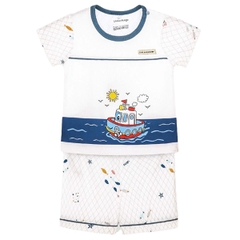 Bộ cộc tay in hình Uala 2056 6-9M - Xanh