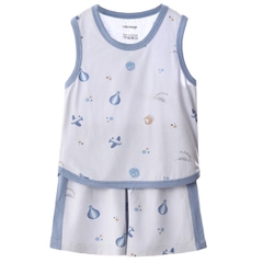 Bộ UalaRogo 6-9M ba lỗ họa tiết 2063 - Xanh