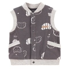 Áo gile UalaRogo 6-9M cotton nỉ gấu 3995 - Xám