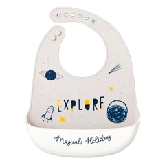 Yếm ăn dặm silicone có máng Pomo (giao màu ngẫu nhiên)