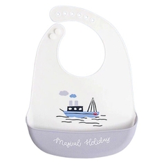 Yếm ăn dặm silicone có máng Pomo (giao màu ngẫu nhiên)