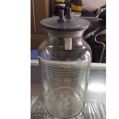 Bình đựng dịch 2500ml bằng thủy tinh cho máy hút dịch 2 bình, KANEKO, YUWELL, LUCASS, ALKATO (CÓ VAN CHỐNG TRÀN)