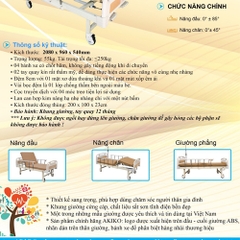 Giường bệnh nhân Akiko A83-03 - giường y tế 3 tay quay