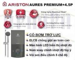 Máy Nước Nóng ARISTON AURES PREMIUM+ 4.5P TRỰC TIẾP CÓ BƠM