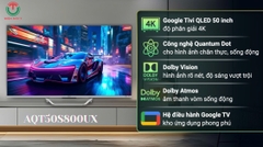 Google Tivi QLED Aqua 4K 50 inch AQT50S800UX