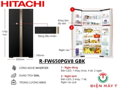 Tủ lạnh Hitachi Inverter 509 lít R-FW650PGV8 GBK