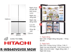 Tủ lạnh Hitachi Inverter 569 lít R-WB640VGV0X (MGW)