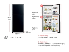 Tủ lạnh Hitachi Inverter 339 lít R-FVX450PGV9(GBK)