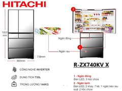 Tủ lạnh Hitachi Inverter 735 lít R-ZX740KV (X)