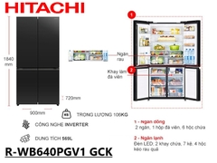Tủ Lạnh Hitachi Inverter 569 Lít R-WB640PGV1 (GCK)