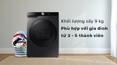 Máy sấy bơm nhiệt Samsung 9 Kg DV90T7240BB/SV