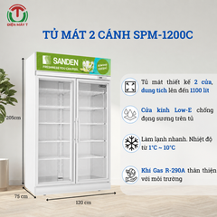 Tủ mát 2 cánh Sanden 1100 Lít SPM-1200C