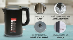 Bình Đun Siêu Tốc SHARP EKJ-17EVPS-BK