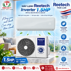 Máy lạnh Reetech Thái Lan Inverter 1.5HP RTV12-DE-BT/RCV12-DE-BT