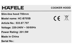 Máy hút mùi âm tủ Hafele HC-B705B - Hàng chính hãng