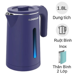 Ấm siêu tốc inox 2 lớp 1.8L Sunhouse SHD1355