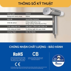 Bàn Ủi Hơi Nước Cầm Tay BlueStone 1200W GSB-4018