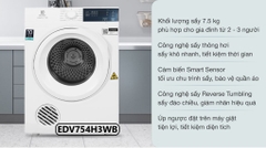 Máy sấy thông hơi Electrolux 7.5 kg EDV754H3WB