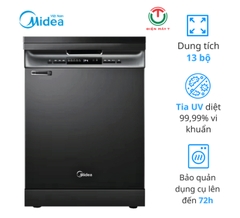Máy rửa bát Midea MDW13-7635QB, 13 bộ, sấy UV, 9 chương trình