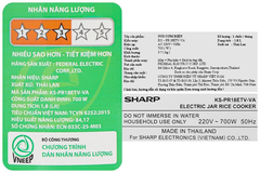 Nồi cơm điện nắp gài Sharp KS-PR18ETV-VA (1.8 lít)