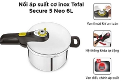 Nồi áp suất cơ inox Tefal Secure 5 Neo P2530737 / P2530750