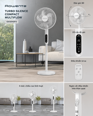 Quạt đứng cao cấp ROWENTA TURBO SILENCE COMPACT MULTIFLOW-QV5040FO-Trắng