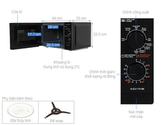Lò vi sóng có nướng 21 lít Sharp R-G211TV-BK ( SL )