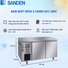 Bàn Mát Inox Sanden 420 Lít SCC-1503