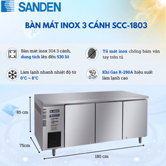 Bàn Mát Inox Sanden 530 Lít SCC-1803
