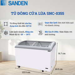 Tủ Đông Cửa Lùa Kính Cong Sanden 327 Lít SNC-0355