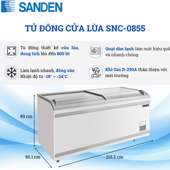 Tủ Đông Lớn Cửa Lùa Kính CongSanden 800 Lít SNC-0855
