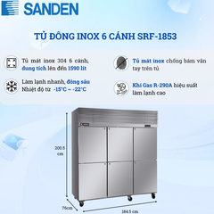 Tủ Đông Inox 304 Sanden 1690 Lít SRF-1853