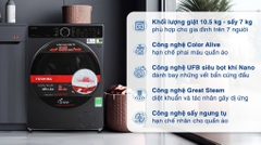 Máy giặt sấy Toshiba Inverter TWD-T25BZU115MWV(MG) - Giặt 10.5 kg - Sấy 7 kg