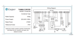 Máy sấy ngưng tụ 8kg Casper TD-80CGB