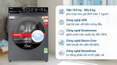 Máy giặt sấy Toshiba Inverter giặt 12.5 kg - sấy 8 kg TWD-BM135GF4V(MG)