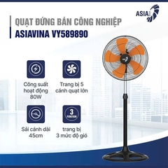 Quạt đứng bán công nghiệp ASIAVINA VY589890 Đen