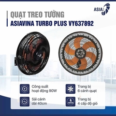 Quạt treo tường ASIAVINA Turbo Plus VY637892 Đen