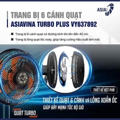 Quạt treo tường ASIAVINA Turbo Plus VY637892 Đen