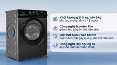 Máy giặt sấy Hisense Inverter giặt 9 kg - sấy 6 kg WD90N1Y