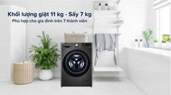 Máy giặt sấy LG Inverter giặt 11 kg - sấy 7 kg FV1411D4B