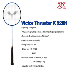 Vợt Cầu Lông Victor Thruster K 220H 1 khung vợt 1 túi [FreeShip] [Có bảo hành] [Chính hãng]