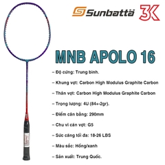 Vợt cầu lông MNB APOLO 16 1 Khung vợt 1 Túi [Có bảo hành] [FreeShip] [Chính hãng]