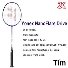 Vợt cầu lông Yonex NanoFlare Drive 1 Khung vợt 1 Túi [Chính hãng] [Ảnh thật] [BH 3 Tháng] [Có sẵn]