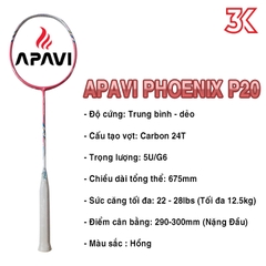 VỢT CẦU LÔNG APAVI PHOENIX P20 1 khung vợt 1 túi [Chính hãng][bảo hành 3T]