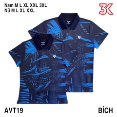 Áo cầu lông VICTEC cổ bẻ  Nam Nữ mẫu AVT19 Bích 1 Áo