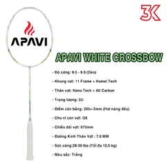 Vợt cầu lông Apavi White Crossbow 1 khung vợt 1 túi [Chính hãng][bảo hành 3T]