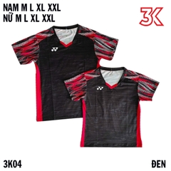 Áo cầu lông Yonex Nam Nữ Mẫu 3K04 Đen 1 Áo [Free Ship] [Ảnh thật]