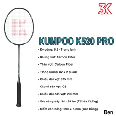 Vợt Cầu Lông Kumpoo Power Control K520 Pro 1 khung vợt 1 túi Tặng lưới  [Chính hãng][bảo hành 2T]