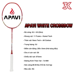 Vợt cầu lông Apavi White Crossbow 1 khung vợt 1 túi [Chính hãng][bảo hành 3T]